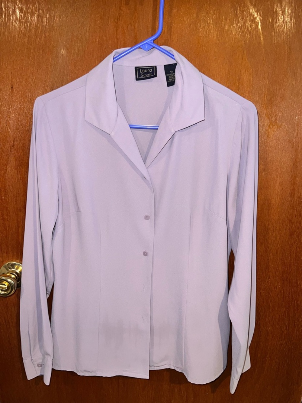 Laura Scott Pale Lavender Button-Front Blouse